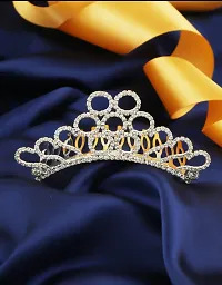 Anuradha Art Silver Tone Studded Stone Fancy Crown Tiara for Women/Girls-thumb1