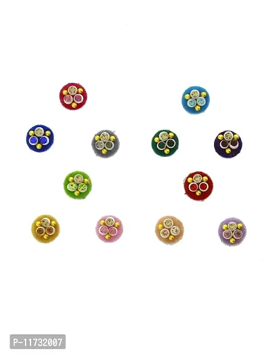 Anuradha Art Multi Colour Fancy Bindis Combo Packets|Round Shape Bindis For Women & Girls-thumb2