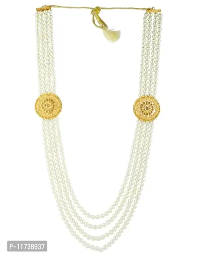 Anuradha Art Golden Colour Traditional Long Neckalce Set For Men | Pearls Beads jewellery | Dulha Mala Neckalce Set-thumb0