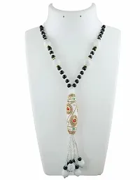 Anuradha Art White-Black Colour Classy Designer Crystal Long Mala Necklace for Women/Girls-thumb1