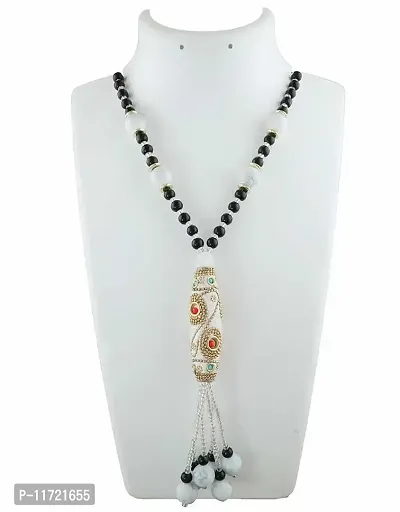 Anuradha Art White-Black Colour Classy Designer Crystal Long Mala Necklace for Women/Girls-thumb2