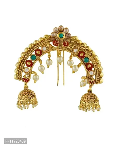 Anuradha Art Red Colour Designer Fancy Ambada Clip/Juda Pin for Women/Girls-thumb0