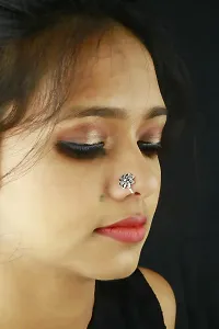 Anuradha Art Silver Oxidized Finish Adorable Combo Nose Pin|Studs Nose Pin, Clip-On Nose Ring For Women-thumb4