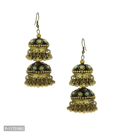 Anuradha Art Gold Finish Tribal Earrings for Women Gold Navratri Earrings-thumb0