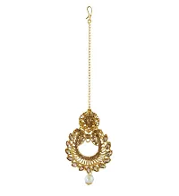 Anuradha Art Golden Colour Wonderful Designer Traditional Mang Tikka with Earrings Combo Pack for Women-thumb3