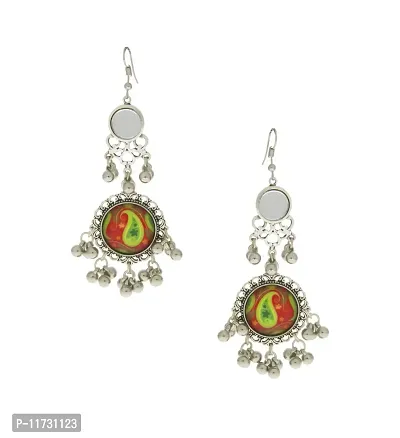 Anuradha Art Silver Oxidized Jewellery Long Earrings Silver Earrings for Navratri Jewellery-thumb0