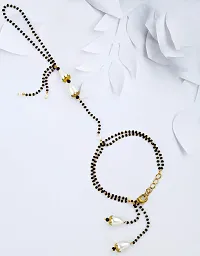 Anuradha Latest Black Beads with Pearl Latest Hand Mangalsutra Bracelet-thumb1