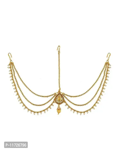 Anuradha Art Golden Finish Wonderful Designer Traditional Mang Tikka/Matha Patti for Women/Girls