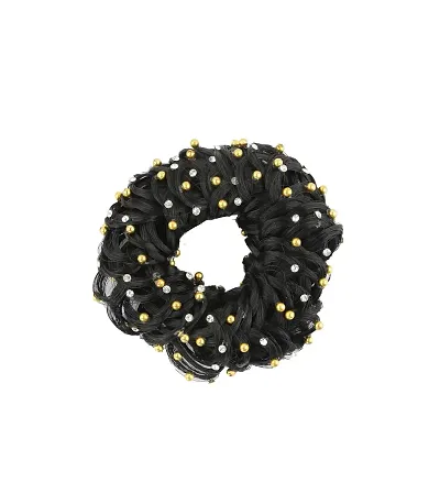 Anuradha Art Jewellery Black Colour Wonderful Studded Beads Designer Traditional Bun Rubber for Women
