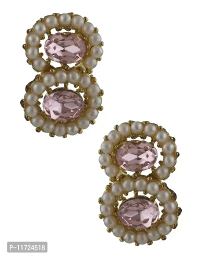 Anuradha Art Pink Colour Designer Studded Pearl Beads Earrings for Women/Girls