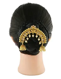 Anuradha Art Gold Finish Peacock Inspired Designer Traditional Hair Brooch/Juda Clip for Women/Girls-thumb2