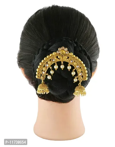 Anuradha Art Gold Finish Peacock Inspired Designer Traditional Hair Brooch/Juda Clip for Women/Girls-thumb3