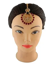 Anuradha Art Jewellery Gold Finish Traditional Maang Tikka For Women & Girls | Designer Matha Patti For Wedding | Fancy Maang Tikka Hair Accessories (Maang Tikka-1)-thumb2