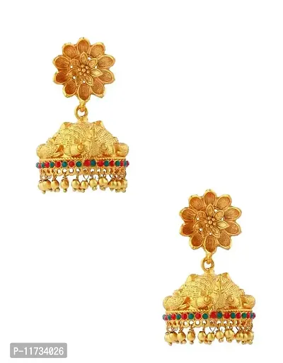 Anuradha Art Matte Gold Finish Designer jhumka,jhumki Earrings For Stylish Women | Matte Jewellery | Fancy Earrings Set-thumb0
