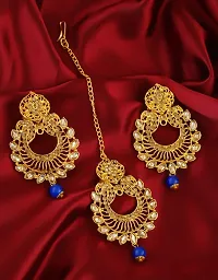 Anuradha Art Blue Colour Designer Traditional Combo Mang Tikka with Mang Tikka for Women-thumb1