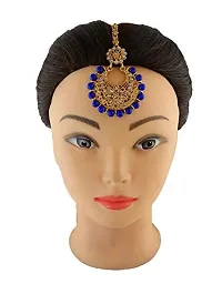 Anuradha Art Blue Colour Styled With Pearls Beads Mang Tikka For Women/Girls-thumb2