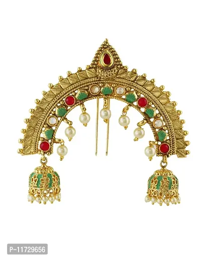 Anuradha Art Gold Finish Wonderful Classy Mina Work Designer Fancy Juda Pin/Ambada Clip For Women/Girls