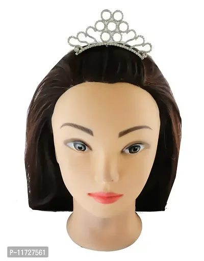 Anuradha Art Silver Tone Studded Stone Fancy Crown Tiara for Women/Girls-thumb3