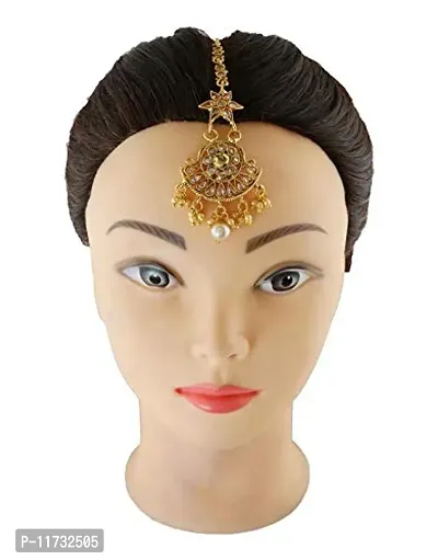 Anuradha Art Golden Finish Studded Stone Adorable Classy Traditional Mang Tikka For Women/Girls-thumb3