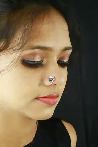 Anuradha Art Silver Oxidized Finish Adorable Combo Nose Pin|Studs Nose Pin, Clip-On Nose Ring For Women-thumb3