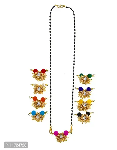 Anuradha Art Multicolour Adorable Navratri Special Kundan Mangalsutra/Chain Changeable Combo for Women-thumb3