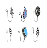 Anuradha Art Silver Oxide Finish Classy Wonderful Combo Set Press On Nose Ring/ Pin For Women/Girls-thumb1