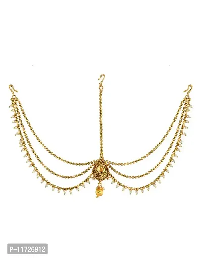 Anuradha Art Golden Finish Wonderful Designer Traditional Mang Tikka/Matha Patti for Women/Girls