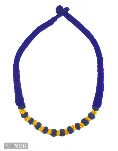 Anuradha Art Blue Colour Beads Styled Designer Geru Polish Rajasthani Look Traditional Necklace for Women/Girls-thumb0