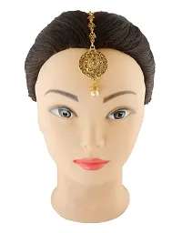 Anuradha Art Women's Gold Metal Round Shape Studded Stone Wonderful Mang Tikka-thumb2