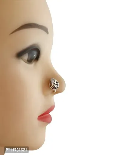 Anuradha Art Jewellery Silver Colour Wonderful Designer Nose Ring Clip On Nose Pin For Women/Girls-thumb2