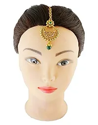 Anuradha Art Jewellery Gold Finish Traditional Maang Tikka For Women & Girls | Designer Matha Patti For Wedding | Fancy Maang Tikka Hair Accessories (Maang Tikka Design- 7)-thumb3