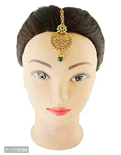 Anuradha Art Jewellery Gold Finish Traditional Maang Tikka For Women & Girls | Designer Matha Patti For Wedding | Fancy Maang Tikka Hair Accessories (Maang Tikka Design- 7)-thumb4