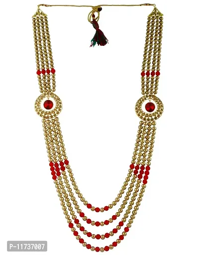 Anuradha Art Golden Finish Traditional Pearls Beads Long Necklace Set |Dulha Mala For Wedding | Pearls Necklace For Men Golden Jewellery