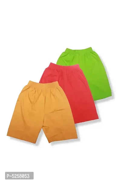 Short For Boys & Girls Sports Solid Cotton Blend  (Multicolor, Pack of 3)-thumb0