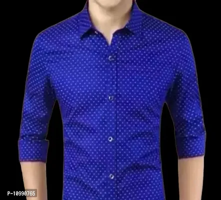 Blue Cotton Printed Casual Shirts For Men-thumb0