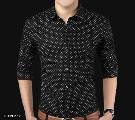 Trendy Black Cotton Printed Casual Shirt For Men