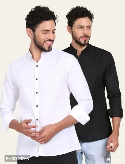 Classic Solid Casual Shirts for Men, Pack of 2