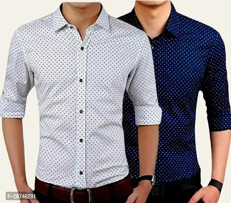 Classic Polycotton Polka Dotted Casual Shirts for Men, Pack of 2