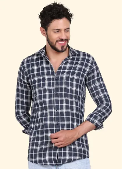 Stylish Polycotton Checked Long Sleeves Casual Shirt for Men