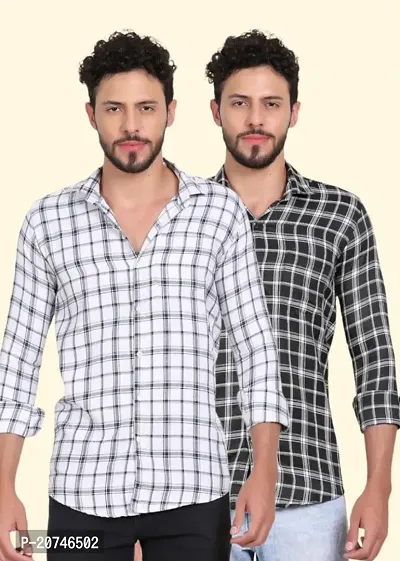 Classic Polycotton Checked Casual Shirts for Men, Pack of 2-thumb0