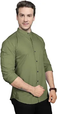 Stylish Green Cotton Blend ThreeQuarter Sleeves Shirt For Men-thumb2