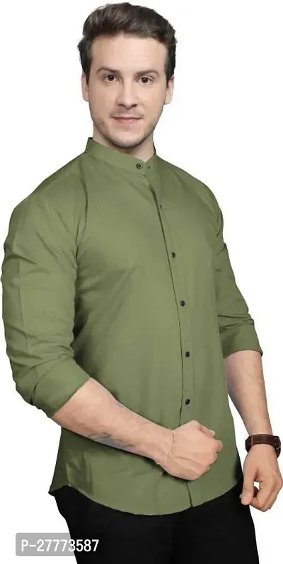 Stylish Green Cotton Blend ThreeQuarter Sleeves Shirt For Men-thumb3