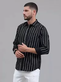 Stylish Black Cotton Blend ThreeQuarter Sleeves Shirt For Men-thumb2