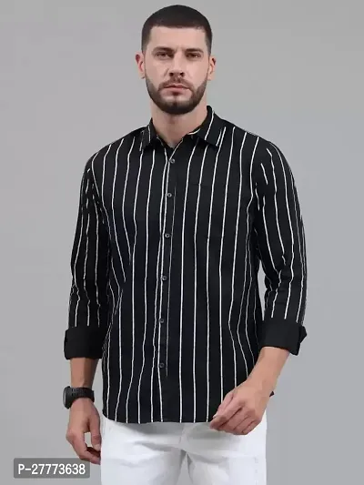 Stylish Black Cotton Blend ThreeQuarter Sleeves Shirt For Men-thumb0
