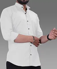 Stylish White Cotton Blend Long Sleeves Shirt For Men-thumb2