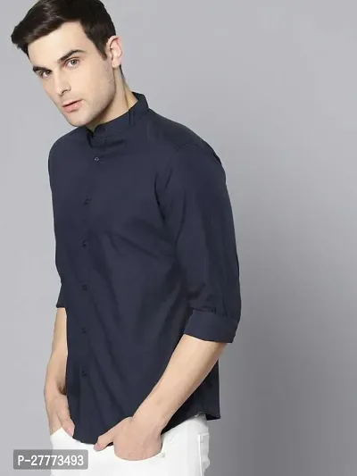 Stylish Blue Cotton Blend Long Sleeves Shirt For Men-thumb2