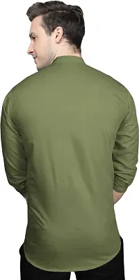 Stylish Green Cotton Blend ThreeQuarter Sleeves Shirt For Men-thumb1