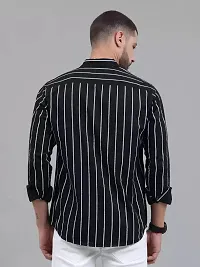 Stylish Black Cotton Blend ThreeQuarter Sleeves Shirt For Men-thumb1