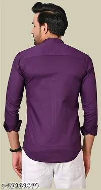 Stylish Purple Cotton Blend Long Sleeves Shirt For Men-thumb1