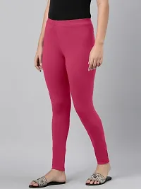 SHE PURE LUXURY WEAR Womens Premium Soft Stretchable Cotton Leggings | Ankle Length Mid Rise Waist Leggings Hot Pink-thumb1